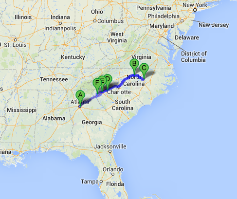 Emma Holderreads map of her college road trip. 