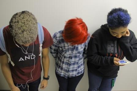 Colored Hair Contingent: Ian Longley, Andrea Ayala and Nia Ballard. 