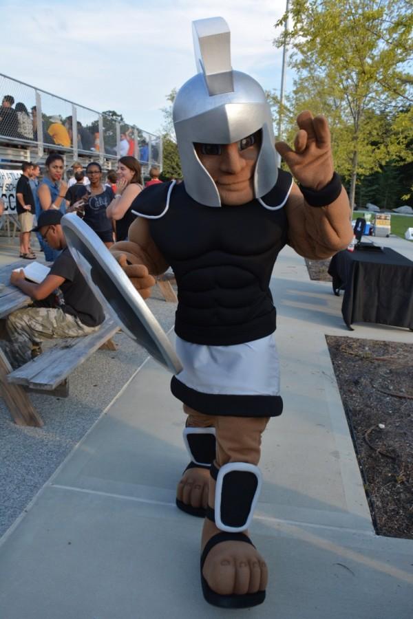Mascot Maximus struts his stuff at the North Atlanta vs. Lovett scrimmage game. 
