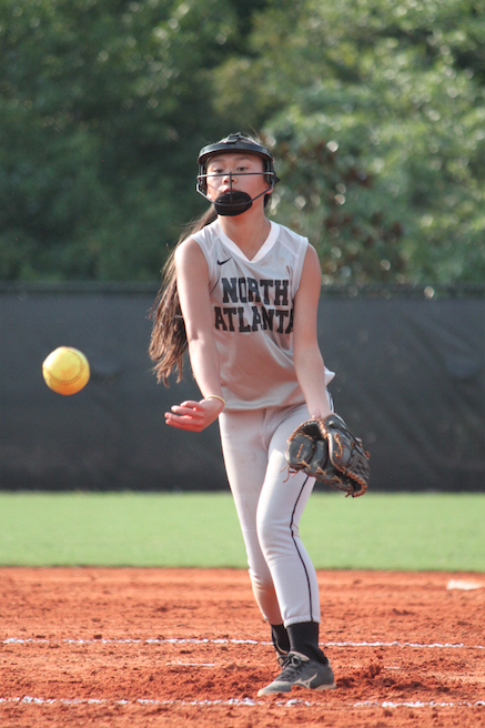 Sophomore Pitcher Tu-khoa Burroughs hurls a strike across the plate for the JV team. 