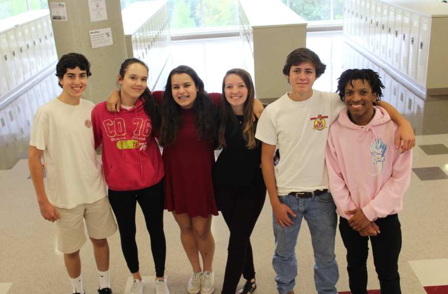 The Chick Clique from left to right: Nicolas Prada-Rey, Madeleine Brake, Roya Register, Olivia Meredith, Thomas Shoup, Terrell Wicker. 