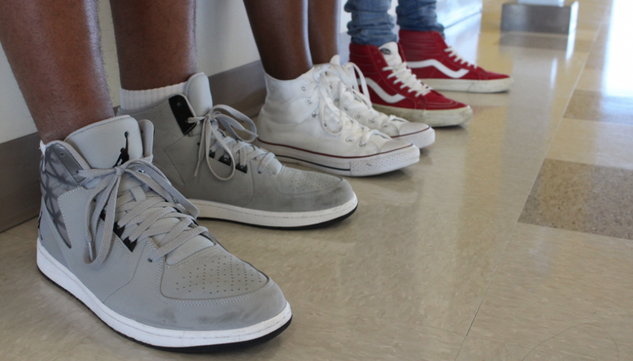 Students+sport+different+popular+shoe+brands+%28left+to+right%29+such+as+Jordans%2C+Converses%2C+and+Vans.+