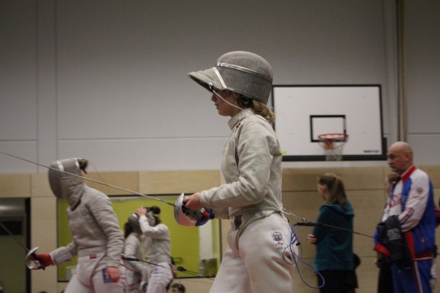 Senior Lark Izenson at a fencing competition in Germany. 