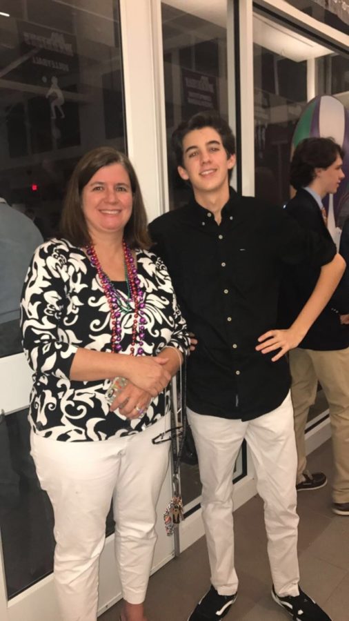 Chandler Smith (right) and math instructor Nan Hunter (left)