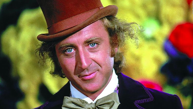The late Gene Wilder in his most famous role, Willy Wonka from the Chocolate Factory. 