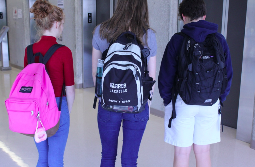 Students diverse selection of backpacks.
