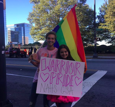 GSA members Allie Barbone and Matt Stokes attended the Gay Pride parade in Atlanta. 
