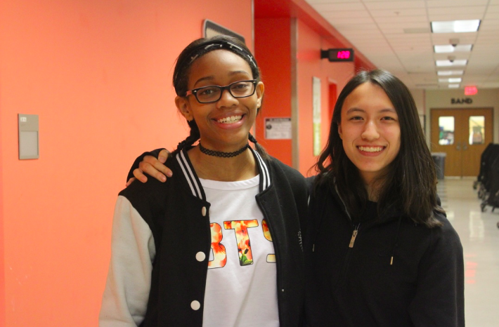 K-Pop founders Kennedy Rouse and Kate Flynn meet in Dr. Zhous room on the 11th floor. 