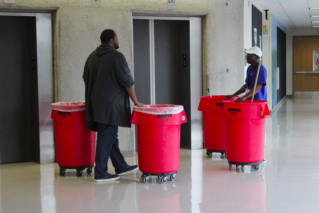 The custodians work hard to make sure that North Atlanta stays cleans and that there are always plenty of empty receptacles. 