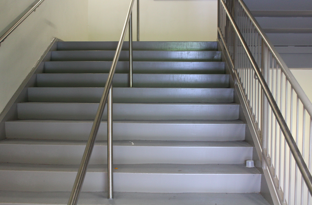 Stairwells continue to wear because of the constant use of them by students. 