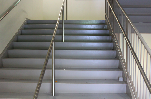 Stairwells+continue+to+wear+because+of+the+constant+use+of+them+by+students.+