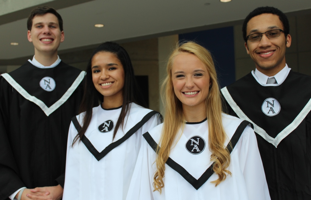 Ready for What’s Next: Warrior Seniors Davis Baker, Raquel McDaniel, Sara Allaman and Clarence Hixon at the May 19 “Visions of the Future” event.