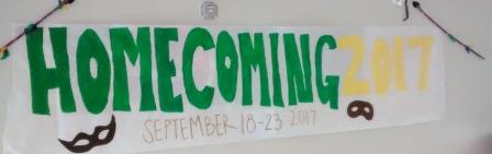 Laissez les bons temps rouler! Homecoming 2017 features a Mardi Gras theme. An SGA banner hangs in the cafeteria. 