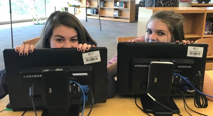 Posting It Up: Sophomores Laila Nicholson and Sydney Miller two among the growing list of North Atlanta student bloggers. 
