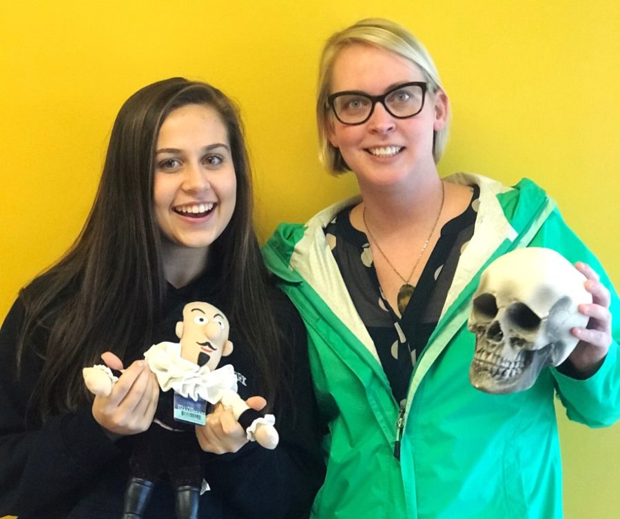 Bard Buddies: Junior Katherine Atkinson recently won second place in a regional Shakespearean Monologue competition. She is shown here with her sponsoring faculty member, literature teacher Casey Christenson. 
