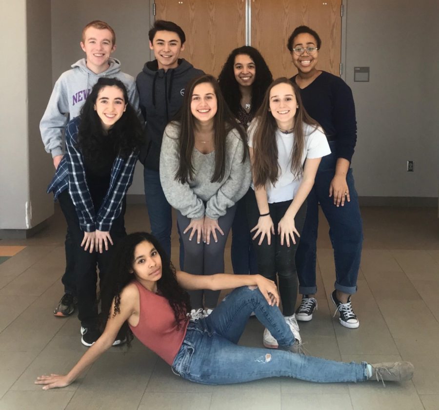 Big Night: The opening night for Into the Woods is this Thursday. Shown here are the cast members: Front row: Leah Overstreet; second row: Nicole Spektor, Katherine Atkinson, Gillian Schuh; Third row: Taylor Diamond, Mitch Gerding, Devon Gates, Lenox Johnson. 