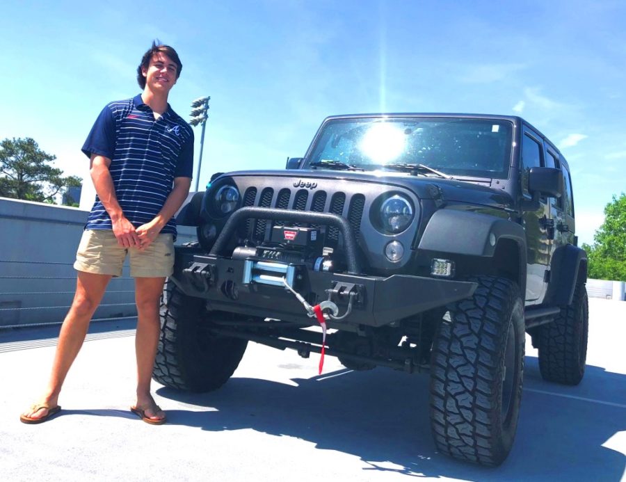 Jacked Up: Junior Pano Karatassos is ready to rumble -- and also for any off-road mudding adventure -- in his 2017 Jeep Wrangler.

