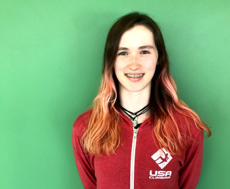 Bold Boulderer: Freshman Helen Stephens is moving up the ranks among the best young rock climbers in the nation. 