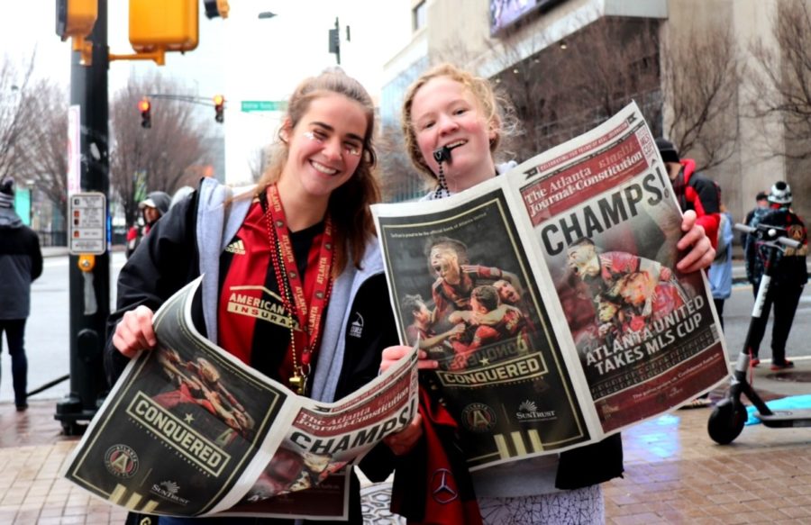 Rowdy and Proud: Seniors Alexis Elrod and Sadie Fitzgerald took in the Atlanta United championship parade in downtown Atlanta. 