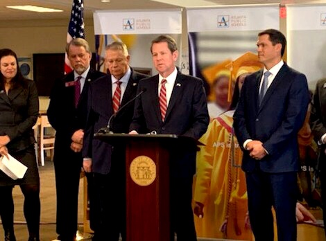 Greater Education: Governor Kemp gives a speech at North Atlanta for the new Georgia budget plan to promote education and raise teachers salary.