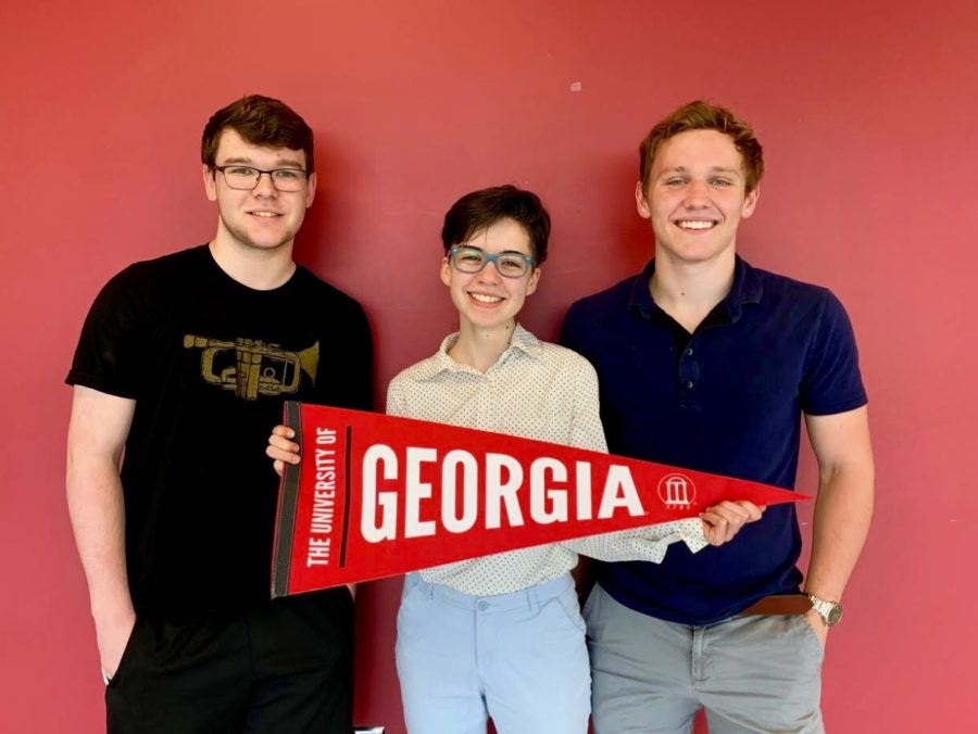 Bulldog Pride: Seniors Chris Carico, Mira Ratchev, and Fraser Pearson are one of the few looking foward to attending the University of Georgia this fall.