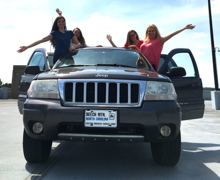 Share the Ride: Juniors Maddy Carter, Mary Grace Ray, Lillian Nail and Olivia Chewning are trying carpooling as one way Warriors can save the planet.