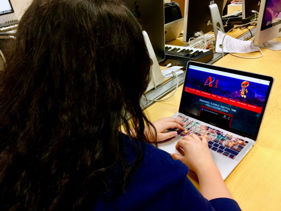 Virtual School: Senior Caroline Tuelmer browses through the Atlanta Virtual Academy that many other North Atlanta students take over the summer.