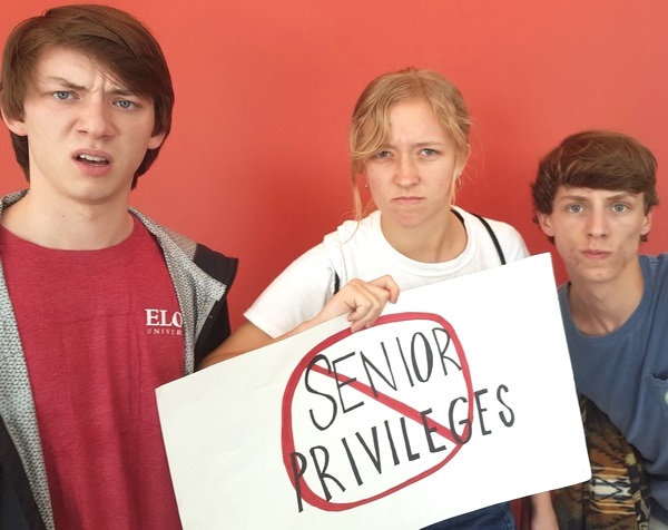 Searching for Perks: Seniors Matthew Celecia, Keely Fitzsimmons and Graham Humphreys say they are looking for more privileges associated with being in their last year of high school. 