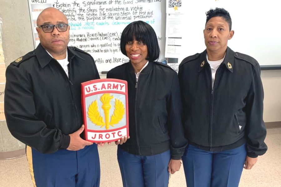 Commanding Presences: The North Atlanta JROTC gets major direction from faculty members Sergeant Major Corey Jackson, Lieutenant Colonel Lynnette Minnick and Master Sergeant Tonya Benton. 
