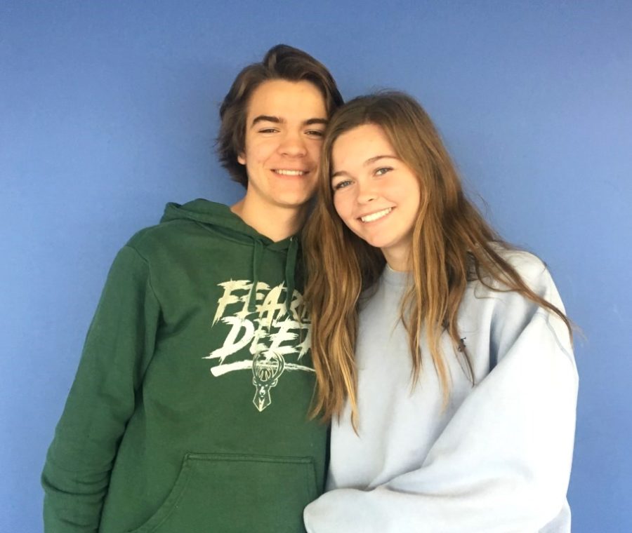 Stuck on You: In the merry spirit of Cuffing Season, seniors Alex Sowatzka and Anna Pannell are cuddled up and ready for around-the-town adventure 