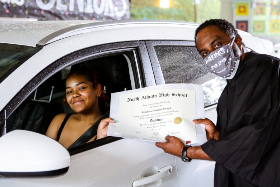 Courageous Class: North Atlanta Class of 2020 graduate Addahlikae Bernard was part of the school’s largest graduating class ever, with 505 members. On May 26, she received her diploma from Principal Curtis Douglass. 