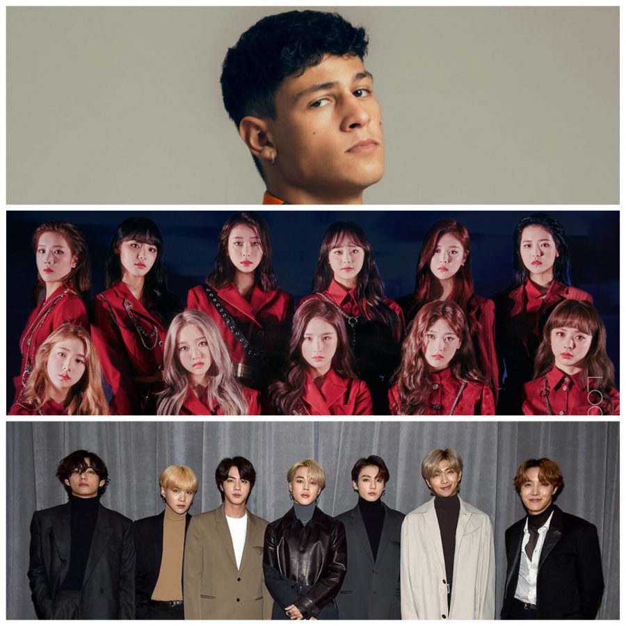 Emilio Sakarya (top) released his first full album back in September, and now acts in Netflix’s show Warrior Nun. Loona, (middle) a kpop girl group most known for associating with the phrase “Stan Loona,” which is iconic in the kpop community, and made headlines a few days ago with their song “Why Not?”. Lastly, BTS (bottom) a global kpop boy band, that had released their first English single this year called Dynamite in August.