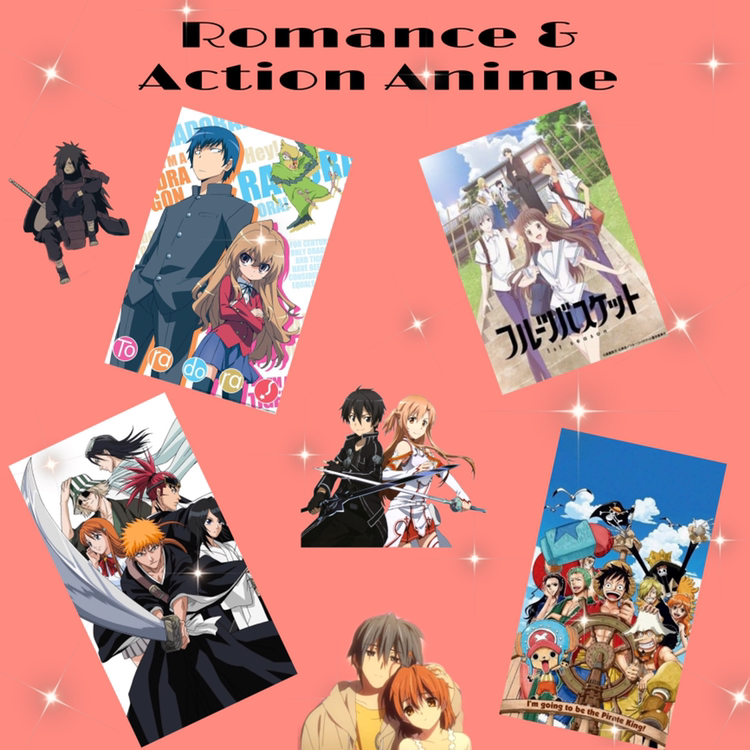 Romance and Action Anime: Shows known in the anime community like Toradora (top left), Fruits Basket(top right), One Piece(bottom right) and Bleach (bottom left) are great animes, but should boys hate on other people, especially girls, for liking romance anime more than action and thriller genre animes?