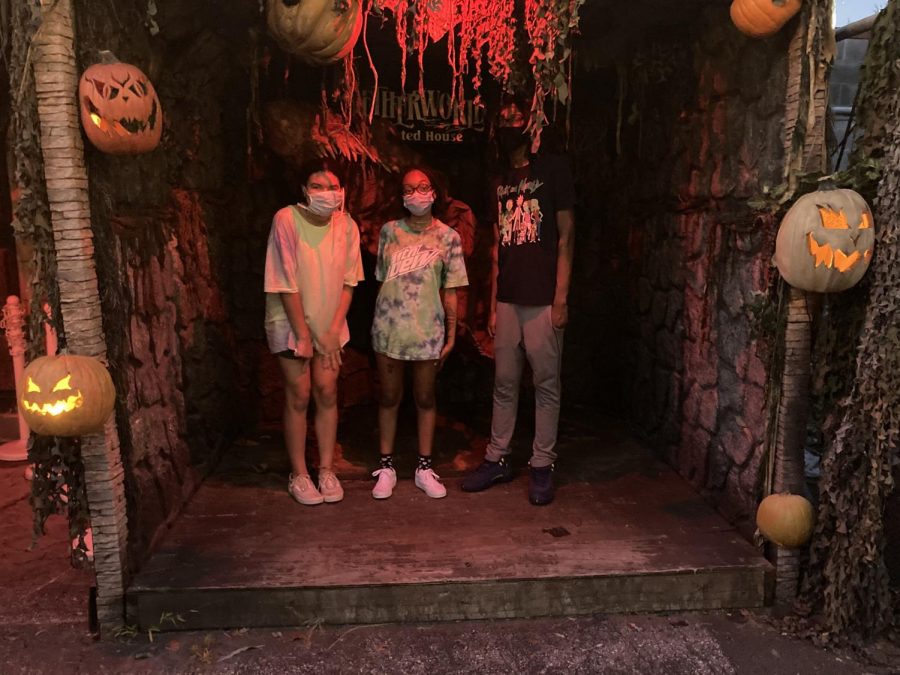Spooky Season: Shown above from left to right are sophomores Adanna Majekodunmi, SeLah Robinson (writer) and Akil Wharry. Netherworld is a great place to go for some Halloween thrills, but just be prepared to maybe spend more money than you had hoped. 