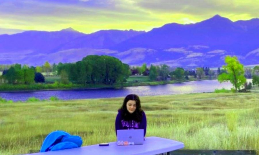 Big Sky School: With a spectacular Western vista behind her, freshman Maddox Wade takes in a North Atlanta class. She and her family spent much of October during Term 1 in Pray, Montana. For many North Atlanta students, remote education has meant day-to-day classes can be tackled anywhere -- no matter how far from 4111 Northside Parkway. 