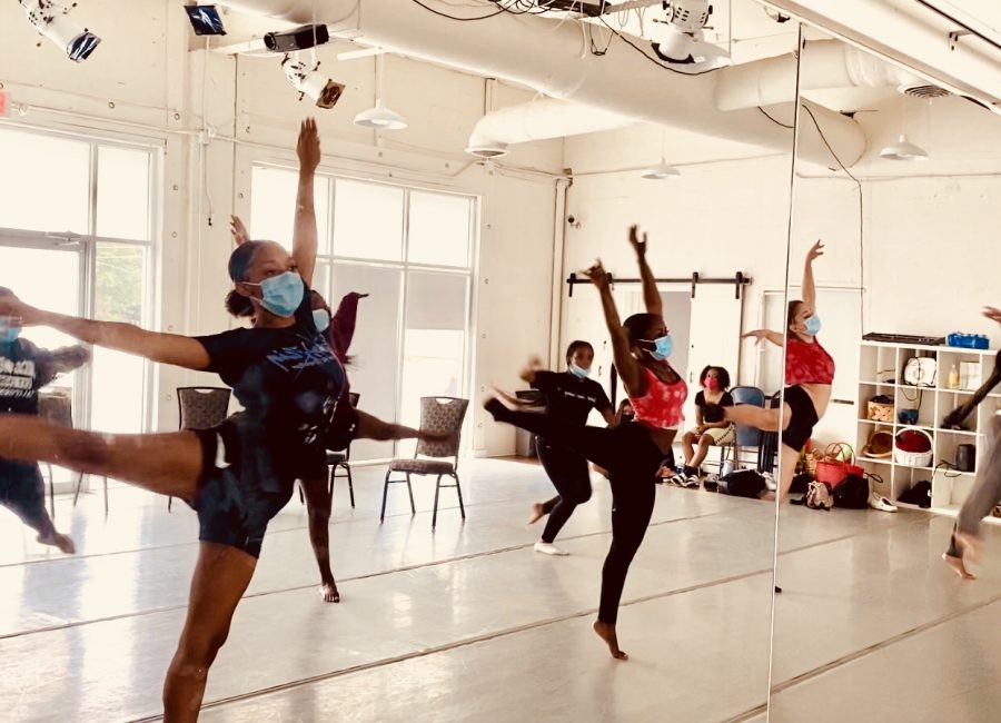 Dancing for a Purpose: Senior Briya Simpson choreographed a tribute dance and concept video to honor the beloved memory of a fallen classmate. Shown above from left to right are junior Chloe Clayton, sophomore Jessie Lottie, and sophomore Ava Geller. 