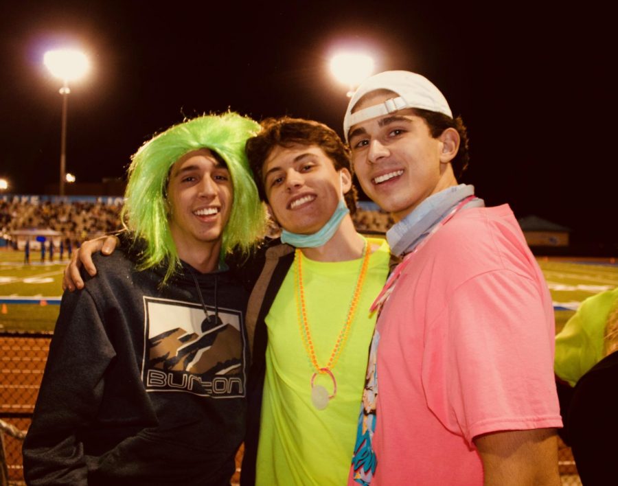 Dedicated Seniors: Shown above from left to right are seniors Greyton Iannotti, Tyler Hankin, and Anders Roth. These seniors were able to secure tickets and see their football team in action for the first time this season.  