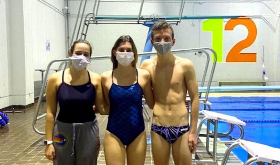 Making a Splash: Shown above from left to right are dive team captains junior Ava Granot, senior Eve Smith, and senior Henry Berman. This cohort is ready to lead their team amidst their unusual, yet exciting season. 