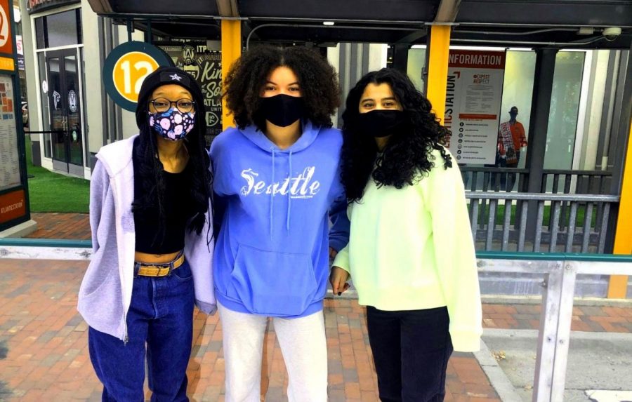 Skate or Flop: Is Atlantic Stations Skate the Station worth the money for a crowded experience? Shown above are sophomores SeLah Robinson, Adanna Majekodunmi, and Sia Nair.