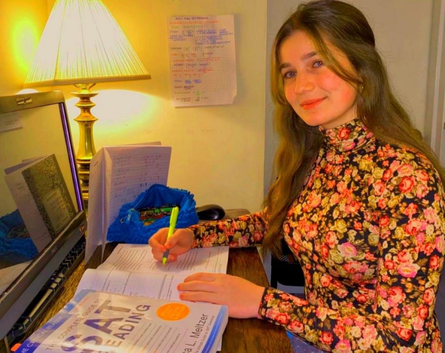 Acing the ACT: Junior Anna Greer studies for her upcoming SAT and ACT tests.