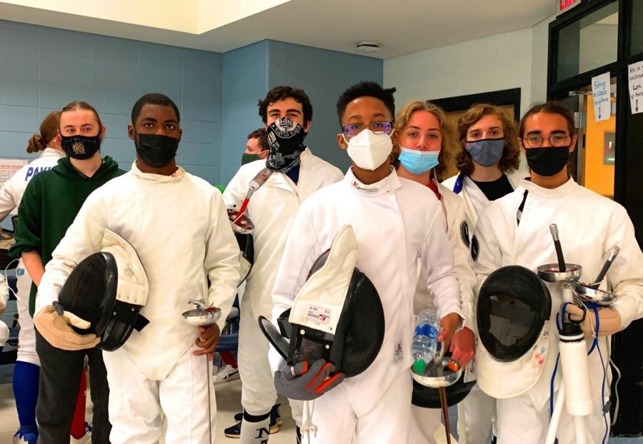 En Garde! Members of the North Atlanta Fencing team recently participated at a fencing tournament in Alpharetta on Sept 18. Members of the team are: Coach Mason Huffmaster, senior Javonte Johnson, senior Michael Mazzeo, freshman Alfred Ponder, freshman Nolan McMeekin, sophomore Grayson Fiftal and senior Milan Capoor.