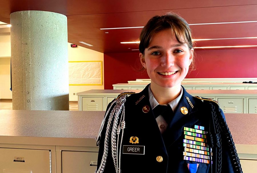 Top Brass: JROTC Battalion Commander Anna Greer recently was awarded the prestigious Legion of Valor Bronze Cross, and is one of only 29 JROTC cadets in the country to win the medal. 
