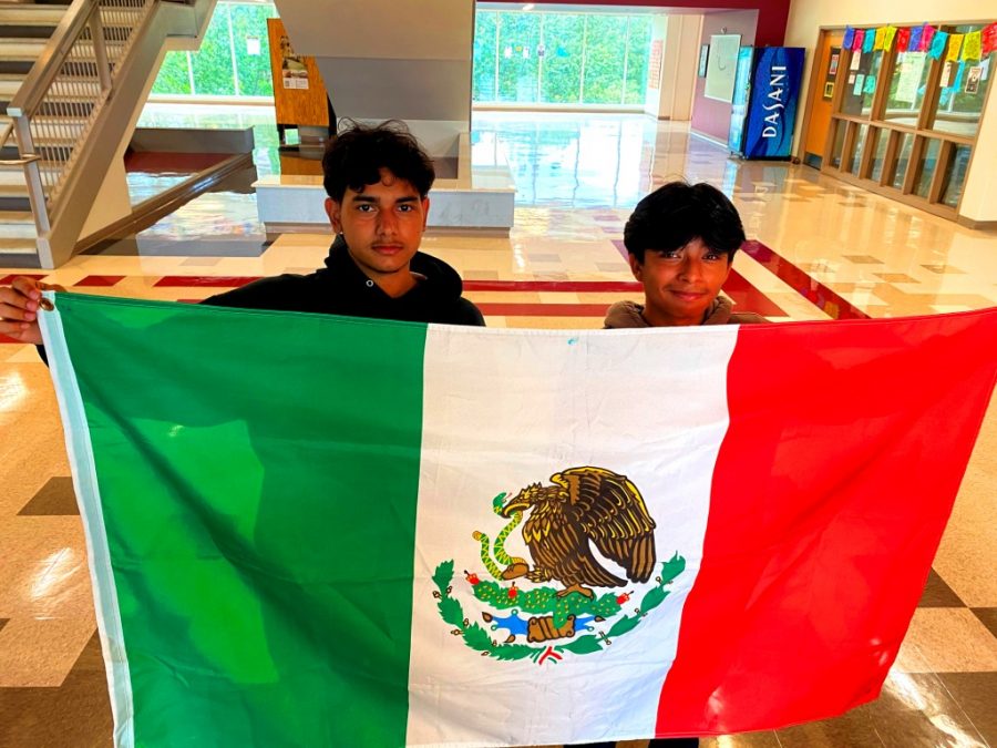 Pride of Place: Freshmen Octavio Mendoza and Jesus Rodriguez take part in the school-wide celebration of Hispanic Heritage Month, which runs from Sept. 15 to Oct. 15 
