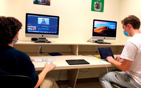 AVTF students are always hard to bring together episodes of the “11 Stories,” a broadcast news show about North Atlanta happenings and events. Juniors Dennis Young and Lachlan MacClean are part of the show’s production team.
