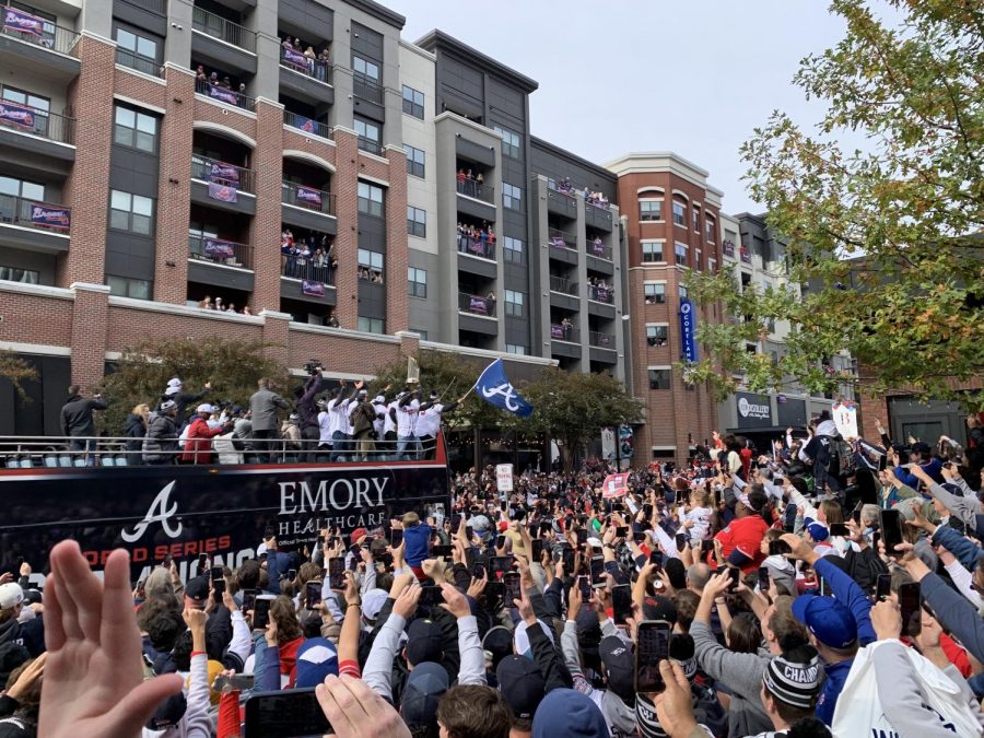 Bravo+to+the+Braves%3A+Atlanta+baseball+fans+rejoice+after+their+beloved+Braves+finally+clinch+a+World+Series+Championship.+Dubs+in+all+grades+were+able+to+attend+the+Championship+Parade+and+bask+in+the+glory+of+the+Braves.+