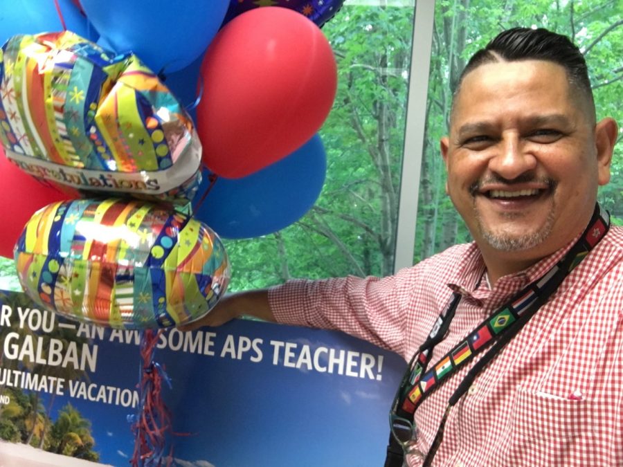 Amazing Awards for Amazing APS Workers: Two strong staff members at North Atlanta were presented APSYes awards. Shown here is David Galban, the school’s bilingual community liaison.
