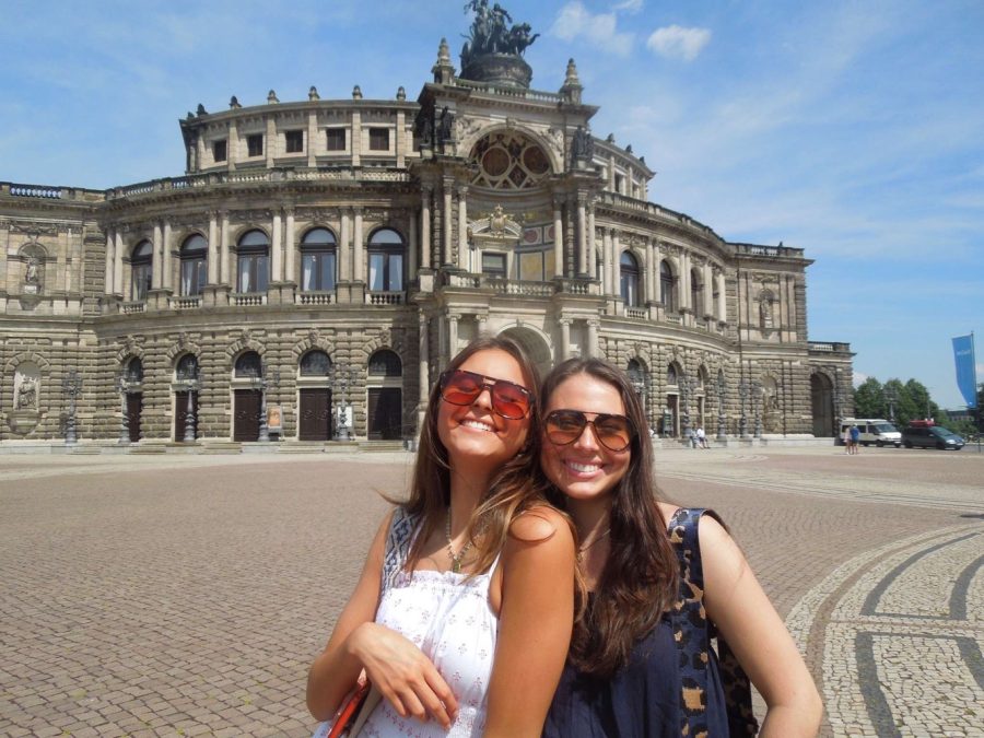 Seniors Olivia Roth and Addie Nash take on Dresden, Germany while on the Worldly Warrior Travel Program trip to Europe. 