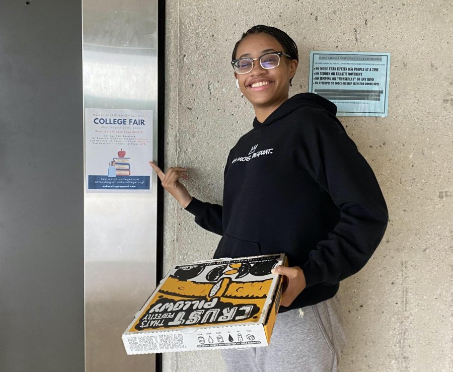 Career Fair Ready: What could be better than pizza and making life decisions? For junior Serenity Harris, not much.