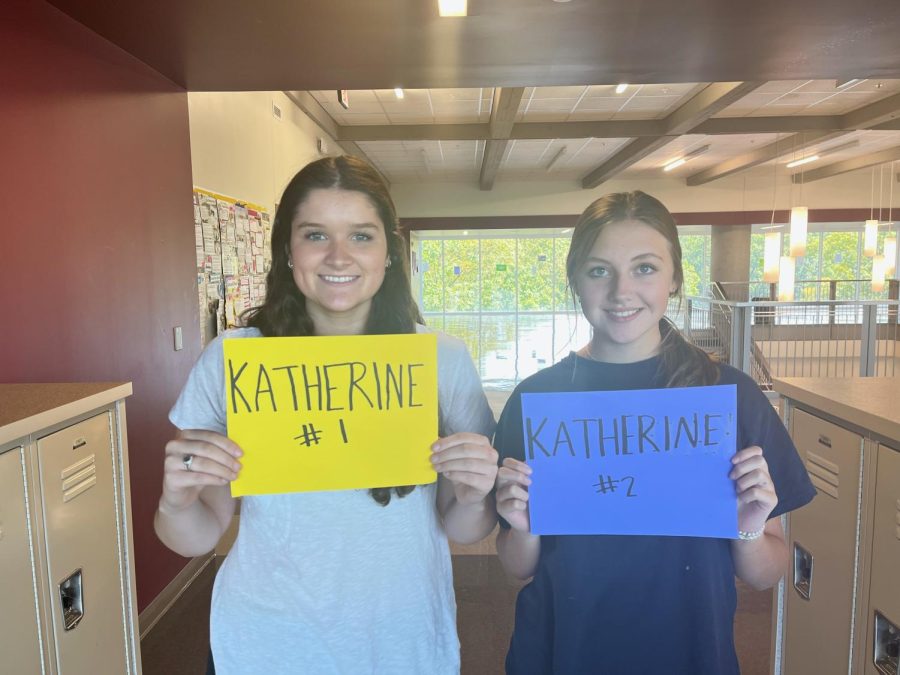 Sophomores+Katherine+Moss+and+Katherine+Hoover+battle+it+out+to+establish+authenticity+to+compensate+for+their+popular+names.