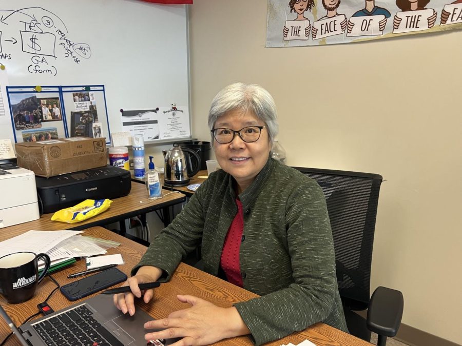 NAHSs Most Resilient Teacher: 赵老师 (Zhao Lao Shi) waiting for her scholar students to enter the classroom - always ready to teach and make a difference! 